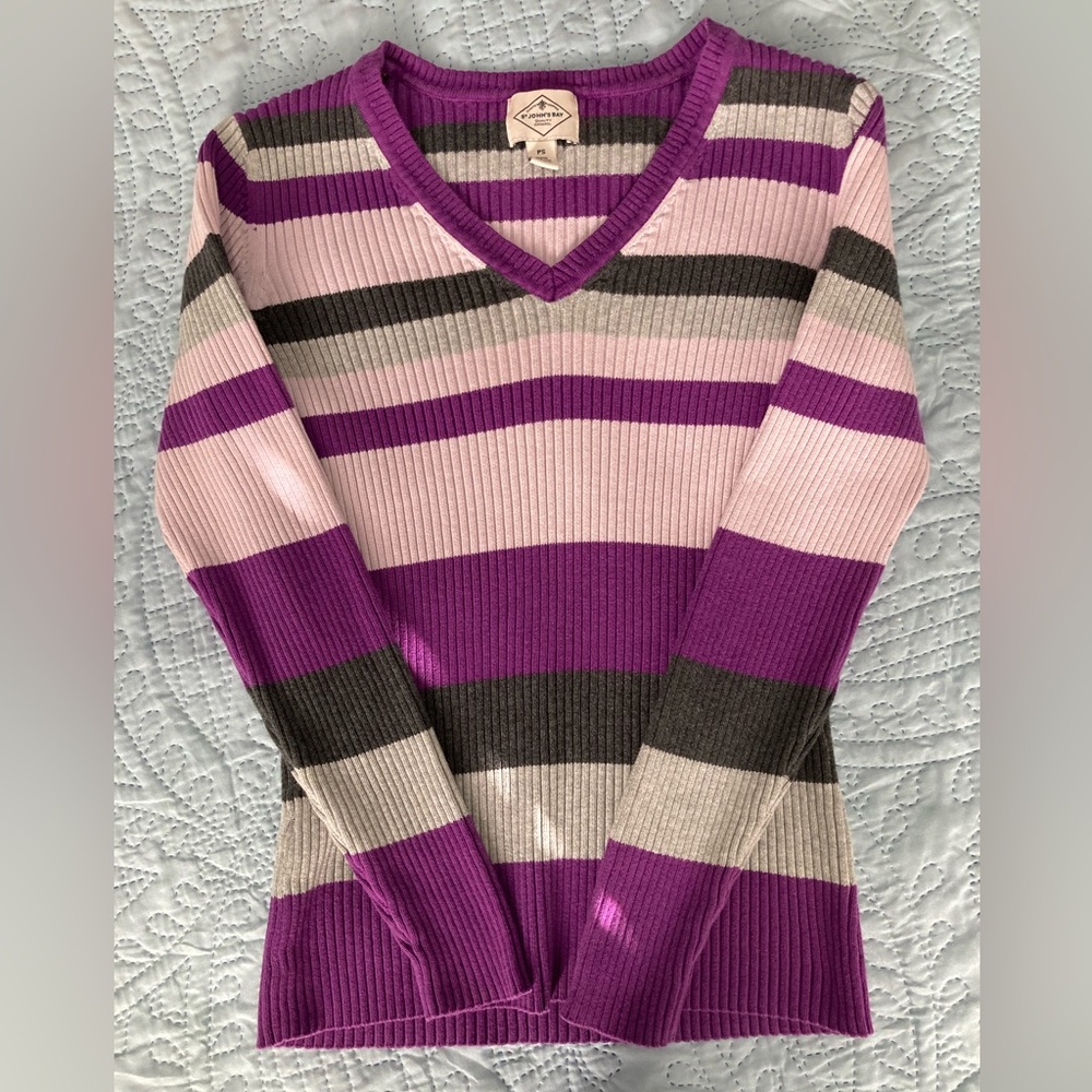 Women’s V neck striped sweater